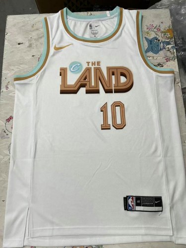 Maillot de Basket #10 Garland Cavaliers 22-23 city Blanc Imprimé